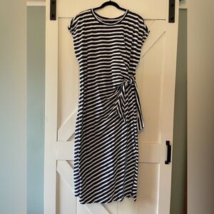 LOFT Navy and White Striped Maxi Dress